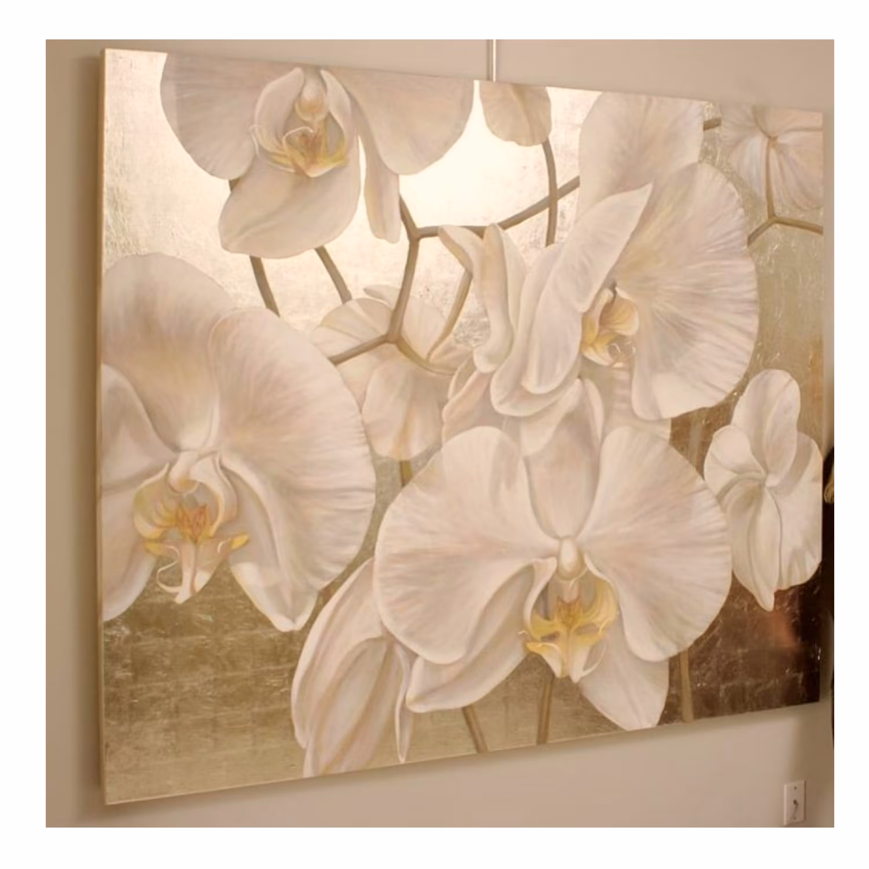 تابلو نقاشی ارکیده روی ورق طلا
