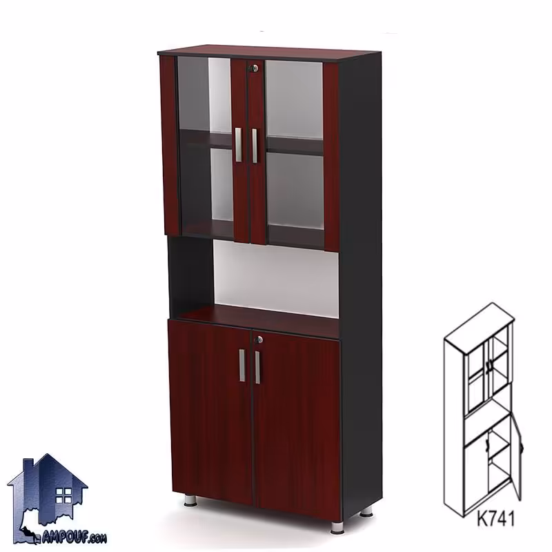 کتابخانه نیم شیشه ماهان BCSN741