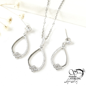 نیمست نقره925 طرح اشکی پایین نگین دار کد9375