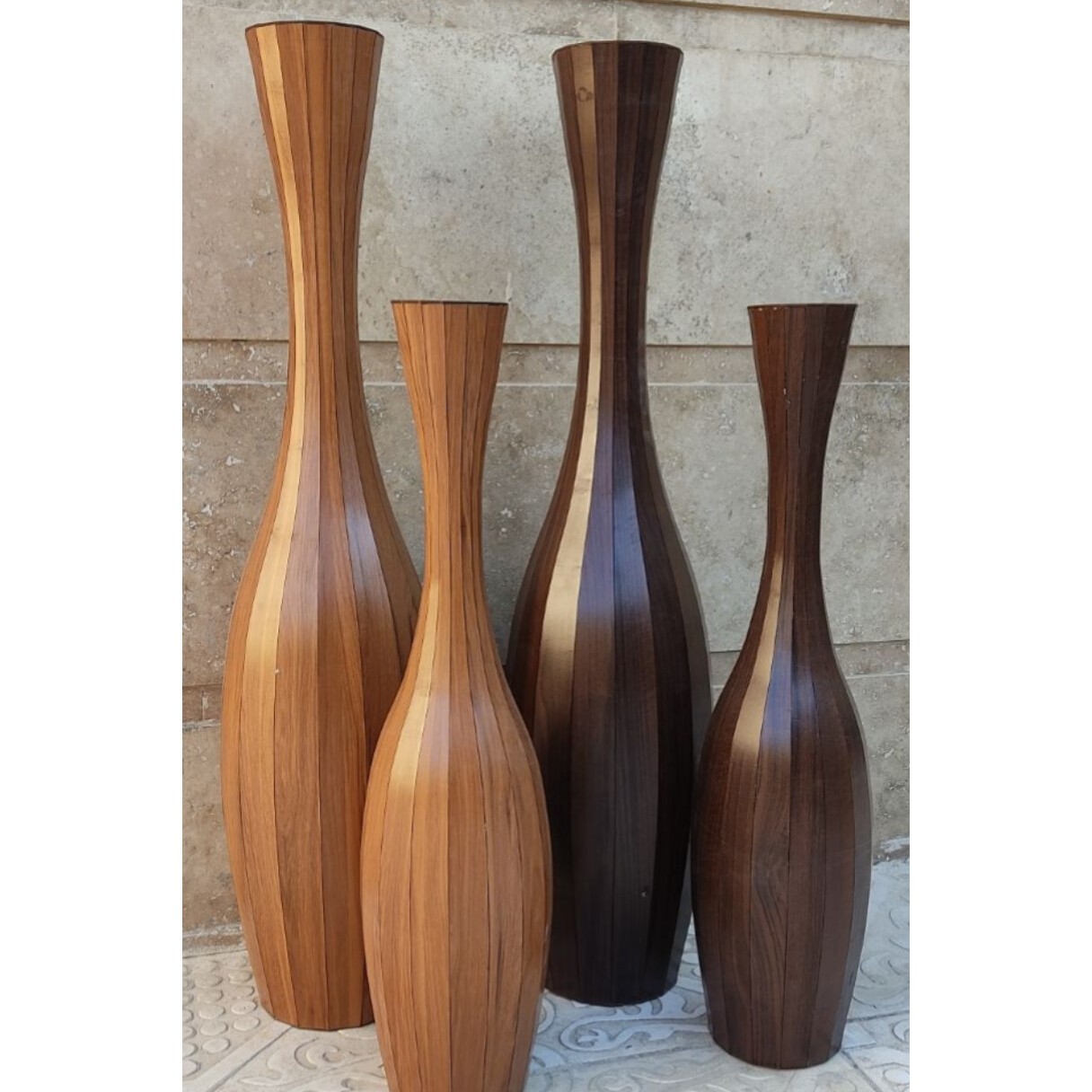 گلدان کنارسالنی چوبی فندوقی (دو تای )120و90سانت (پس کرایه)