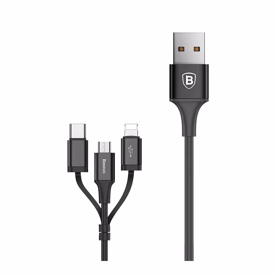 قیمت و خرید کابل 1.2 متری سه سر بیسوس مدل Excellent 3-in-1 CA3IN1-ZY01 | یاس ارتباط
