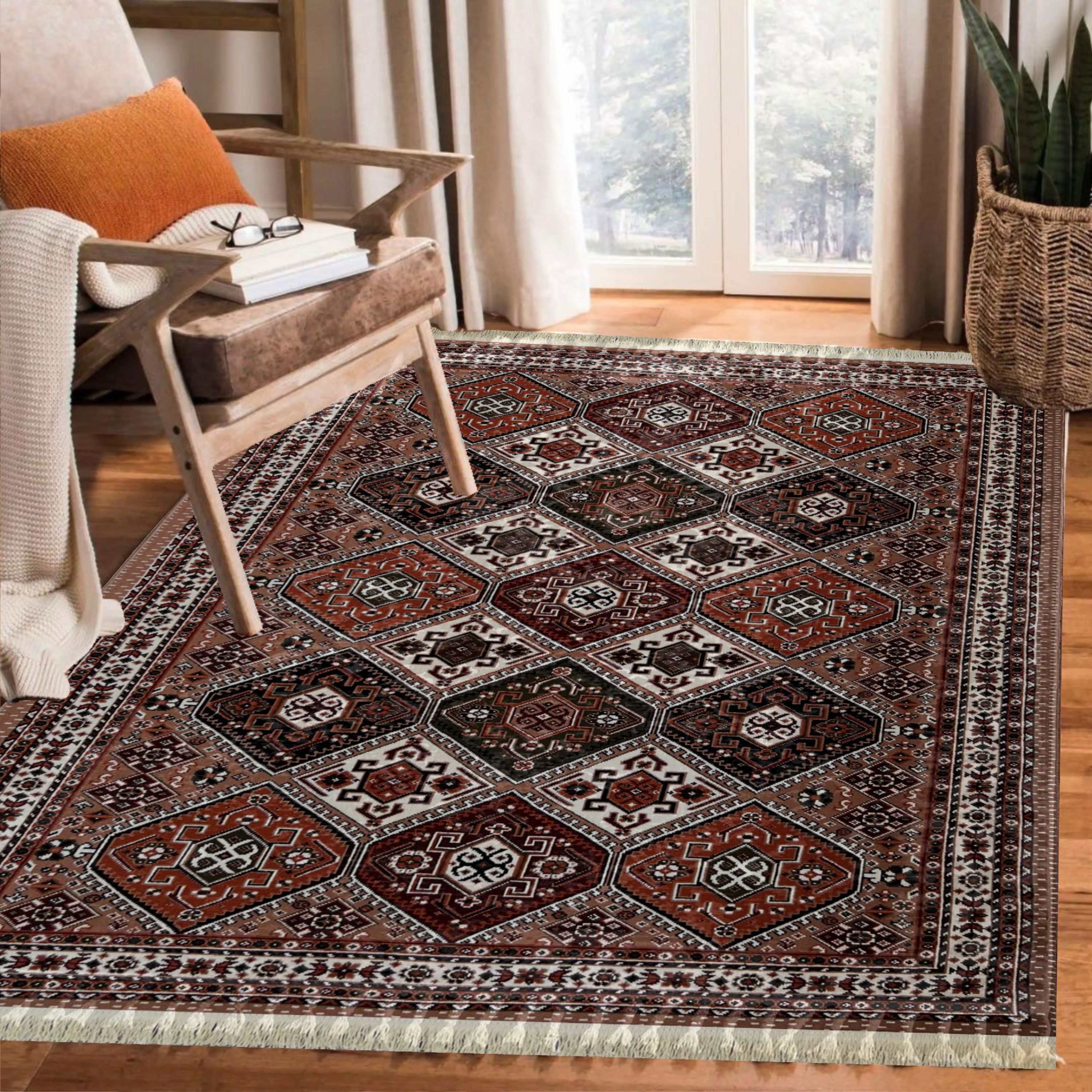 گلیم  ماشینی6 متری(3-2)-طرح مرجان-در سایزهای مختلف(ارسال پس کرایه)