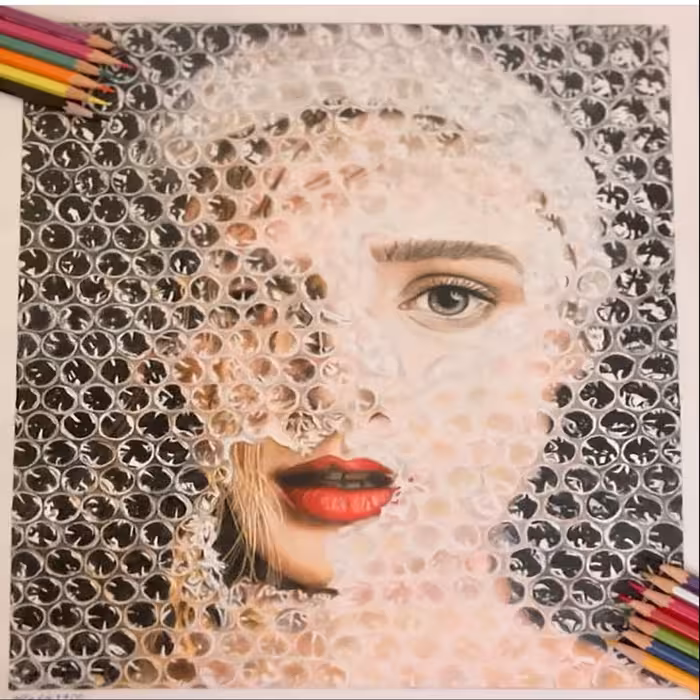 تابلو نقاشی مداد رنگ سبک رئال4