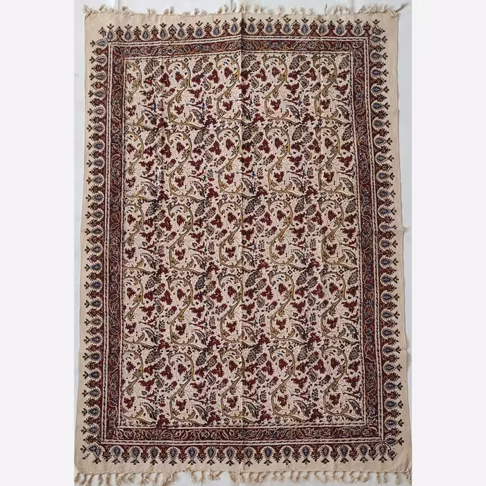 رومیزی قلمکاری(طرح انگور)سایز100در150 رنگ قرمز