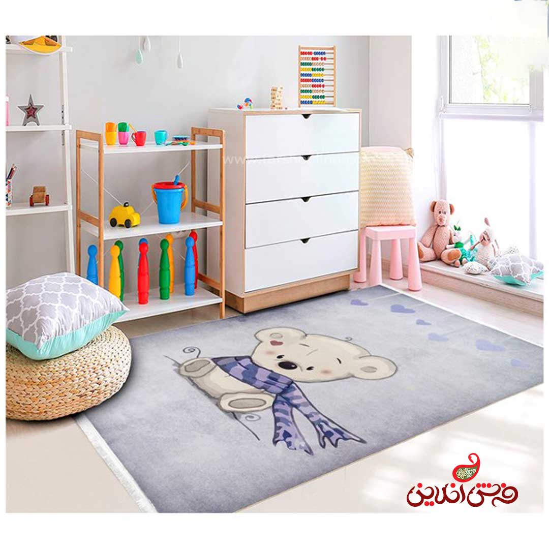 فرش ماشینی کودک کلاریس طرح خرس کد 100284