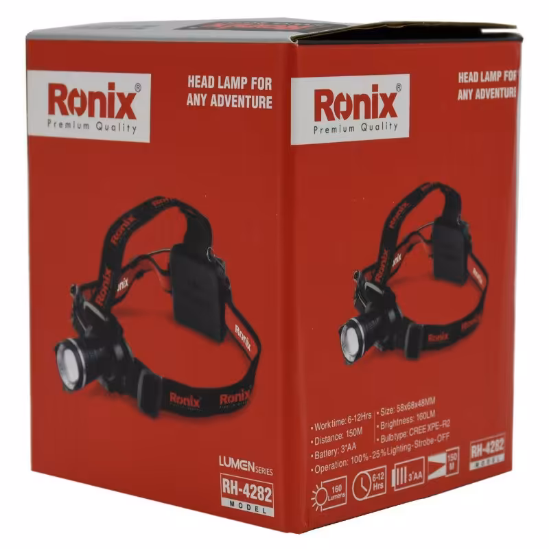 چراغ پیشانی 160 لومن  رونیکس RH-4282 با برد 150 متر

