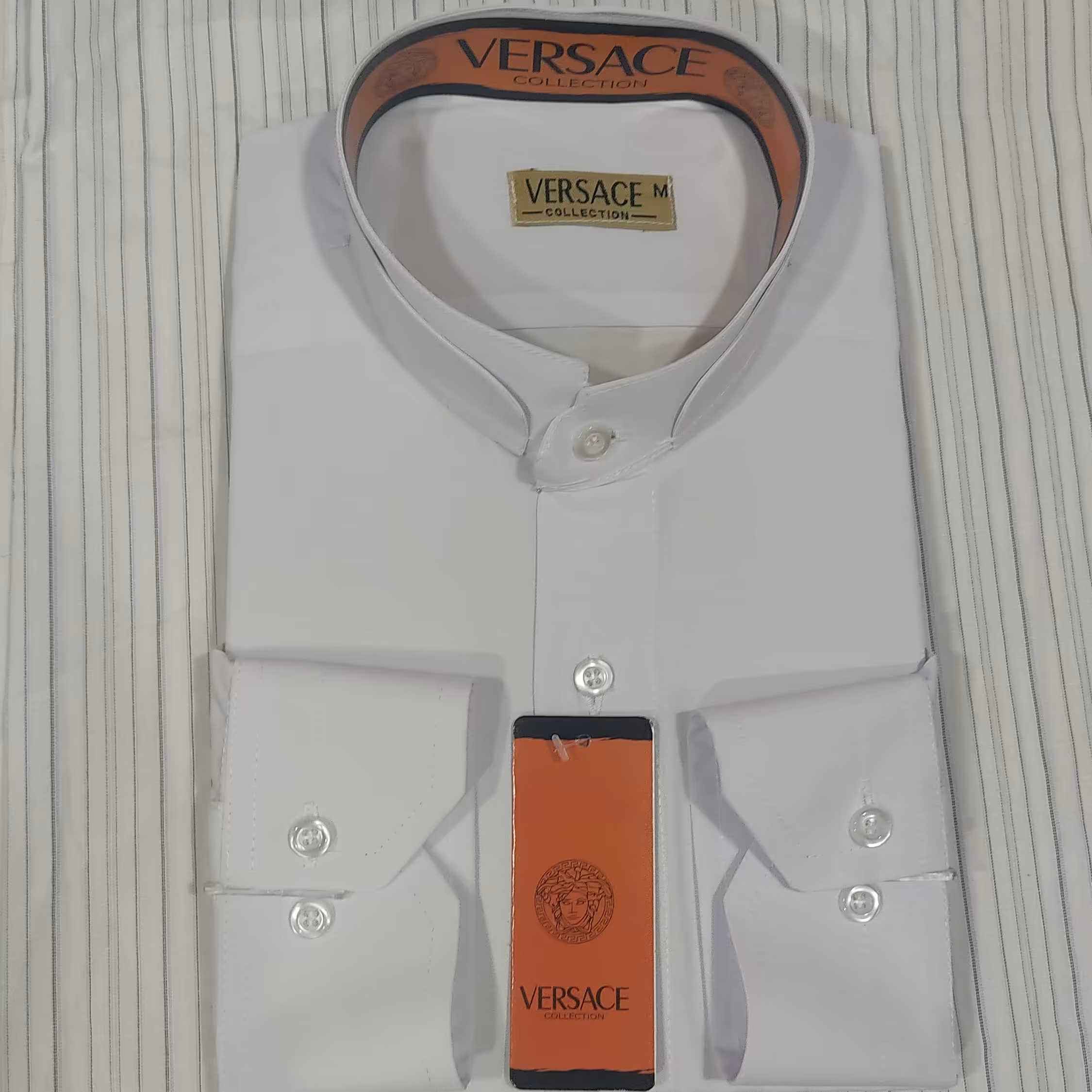 پیراهن مردانه قواره دار سفید ساده تترون درجه یک یقه دیپلمات