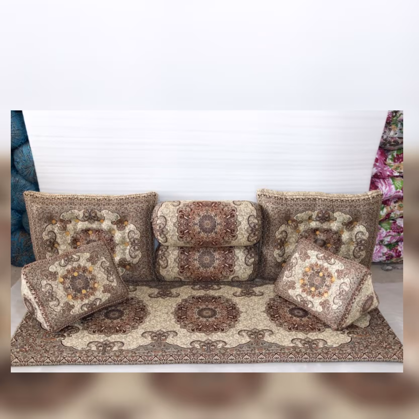 سرویس 7تیکه شاهنشین طرح ترنج کرم