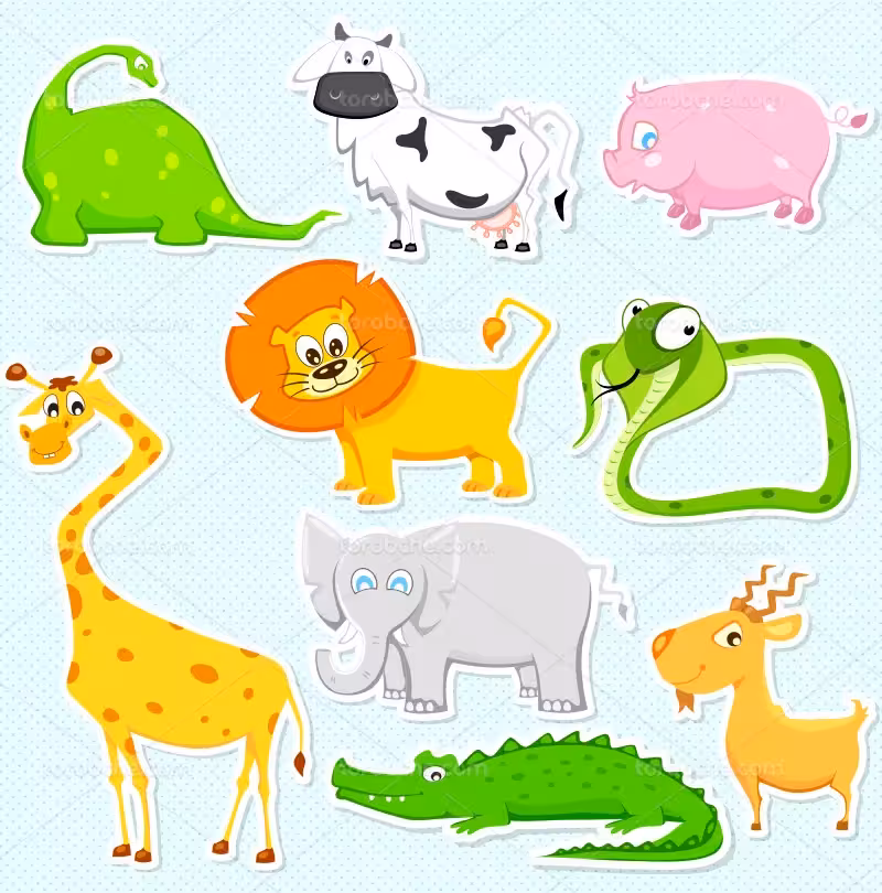 وکتور کاراکتر حیوانات خوش حال | گرافیک با طعم تربچه