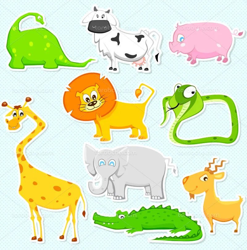 وکتور کاراکتر حیوانات خوش حال | گرافیک با طعم تربچه