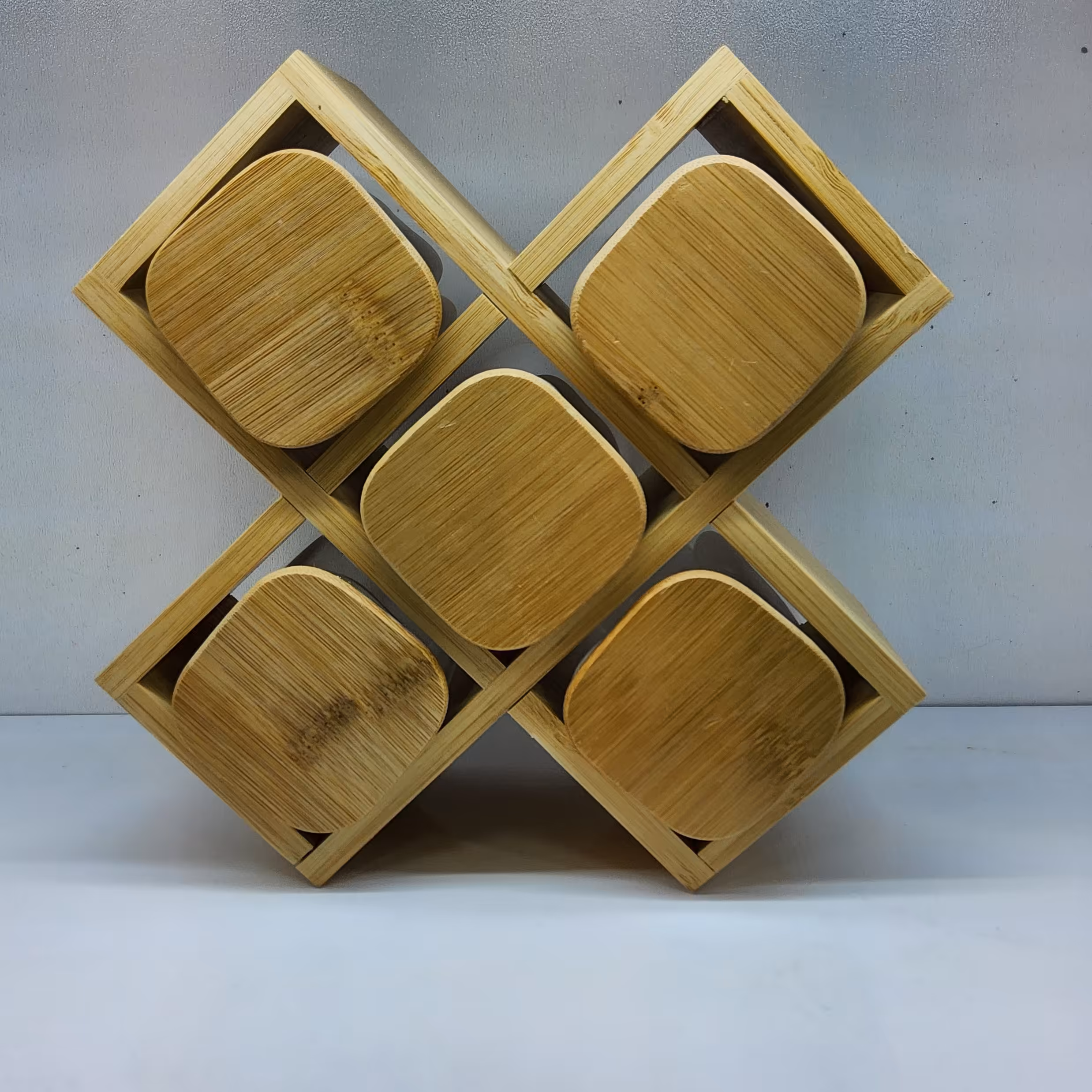 بانکه ادویه 6 پارچه استنددار پیرکس درب چوبی