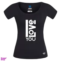 تیشرت نانو آنتی باکتریال ضد تعریق زنانه تاپیک طرح LOVE رنگ مشکی