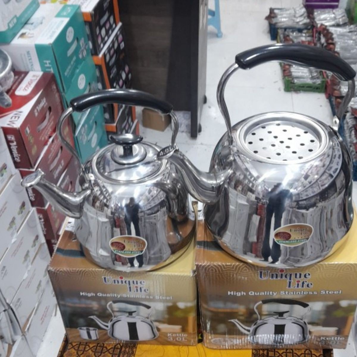 💥کتری استیل یونیک 💥
☸️جنس استیل
☸️ظرفیت 3 لیتر و 4 لیتر 
☸️ ضد زنگ