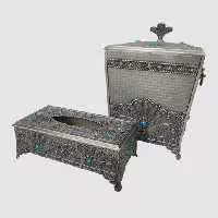 ست جای دستمال کاغذی و سطل پیوتر یونیک کد 1302