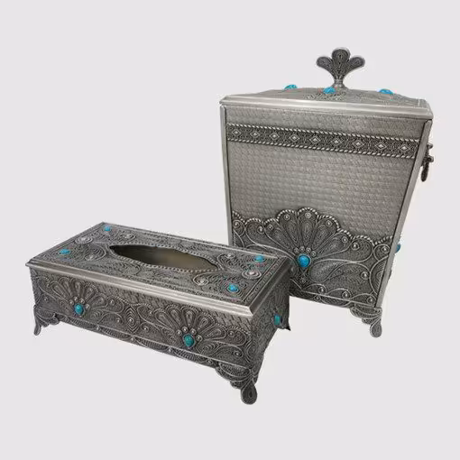 ست جای دستمال کاغذی و سطل پیوتر یونیک کد 1302