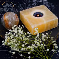 شمعدان سنگ نمک مکعب مربع تخت کد 2 (جاشمعی)