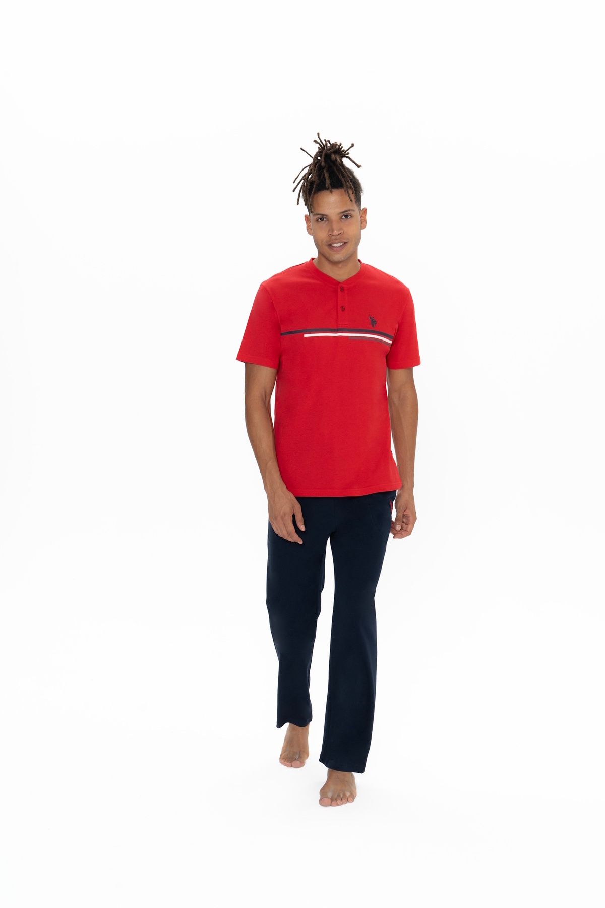 ست پیژامه قرمز مردانه مجموعه لباس خواب پلیس USPA U.S. Polo Assn.