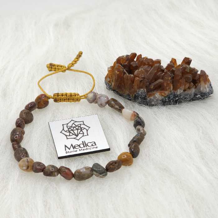 دستبند سنگ پیترسیت طبیعی تراش استوانه نامنظم سایز 7. PIETERSITE