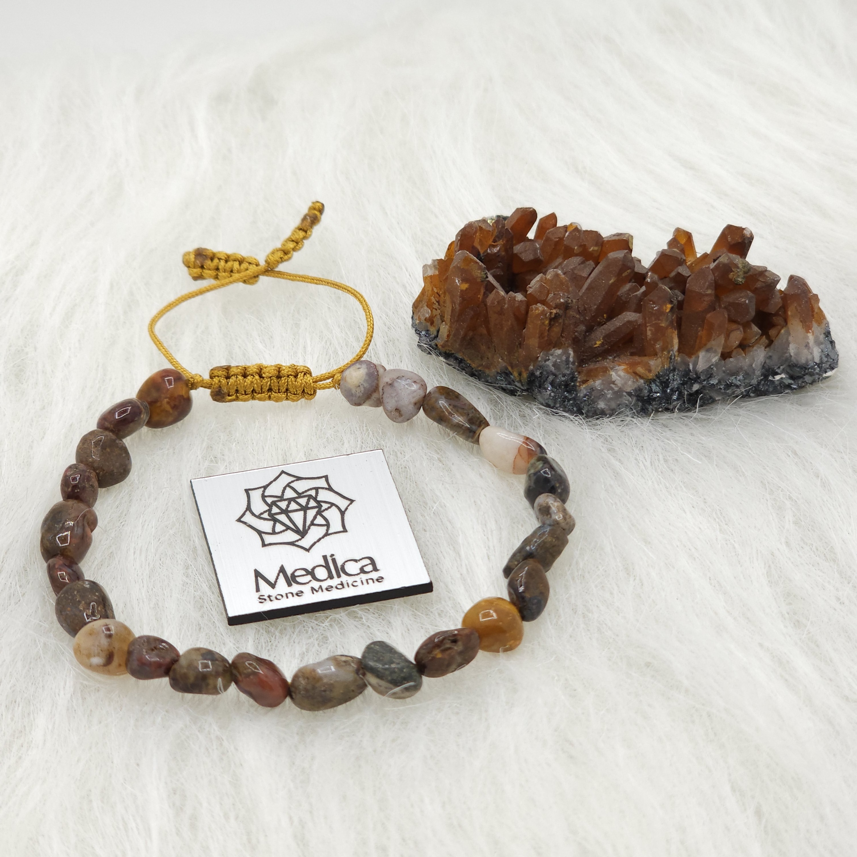 دستبند سنگ پیترسیت طبیعی تراش استوانه نامنظم سایز 7. PIETERSITE