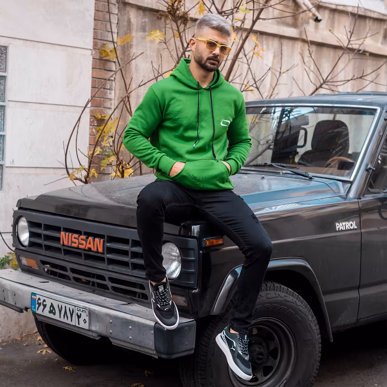 هودی مردانه نایک سبز مدل Zanko