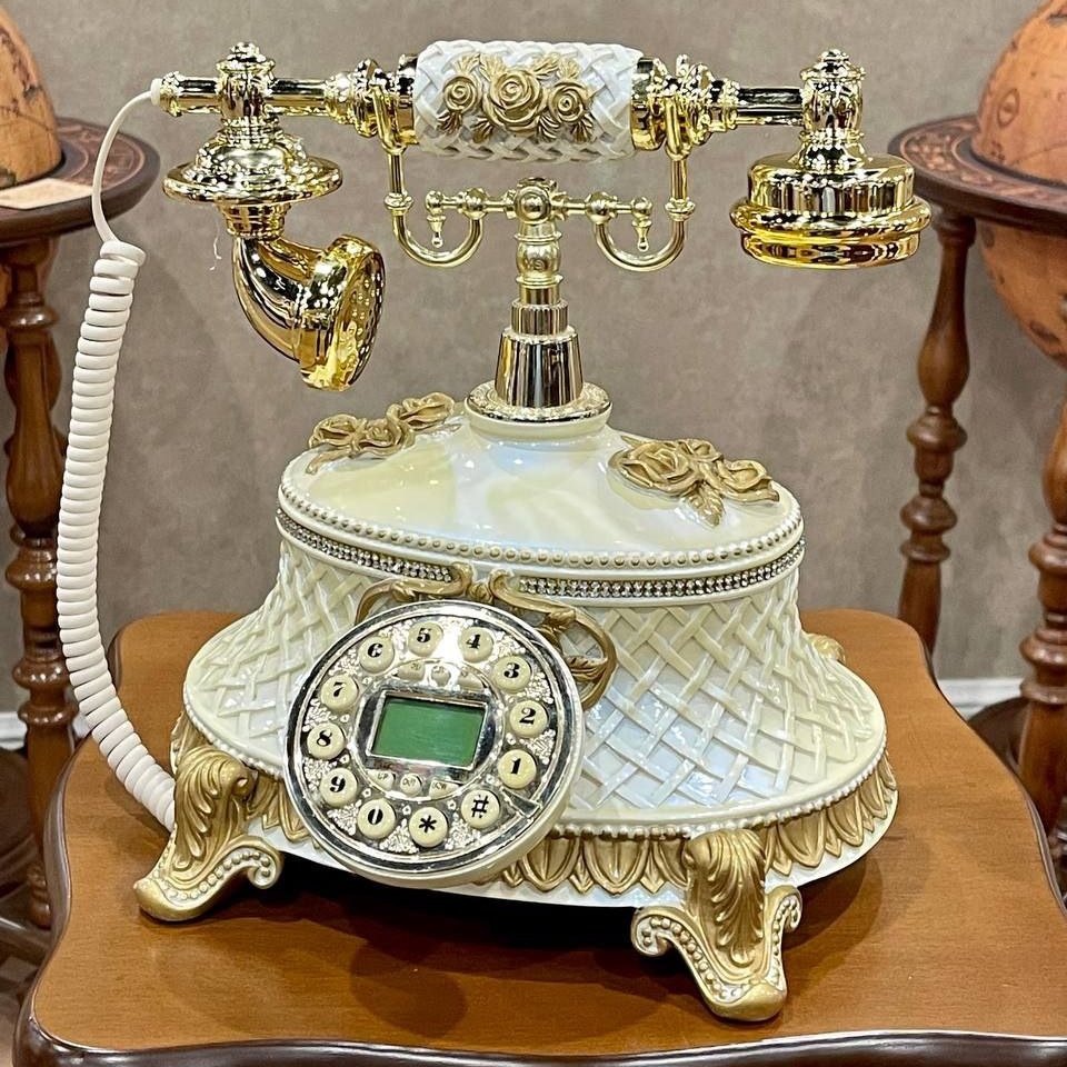 تلفن دکوری طرح  رز  سفید طلایی  ، کیفیت عالی ، دکوری شیک و خاص 