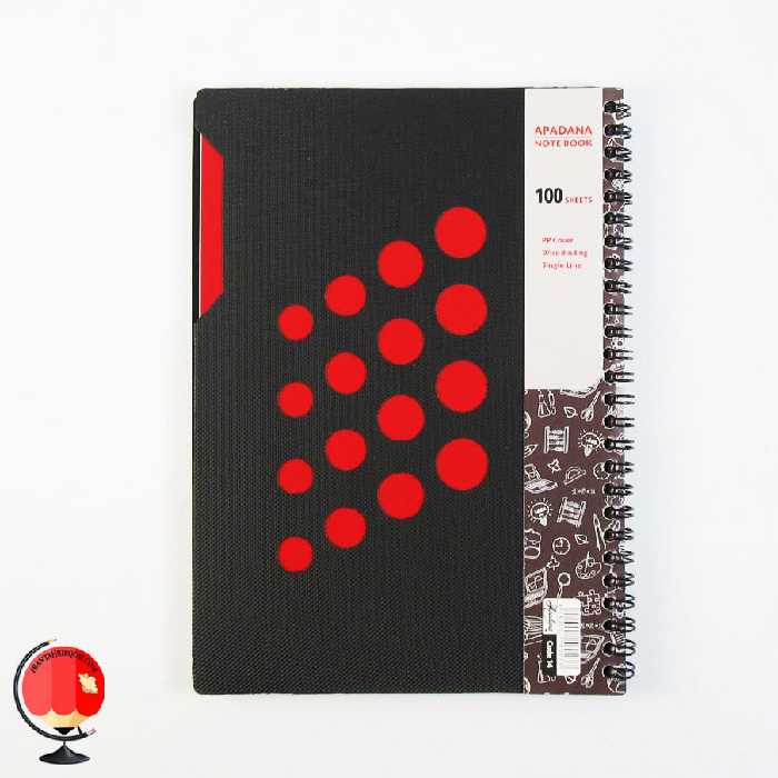 دفتر مشق 100 برگ فنر دوبل دایکاتی قرمز آپادانا