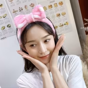 هدبند پاپیونی حوله ای خال خالی