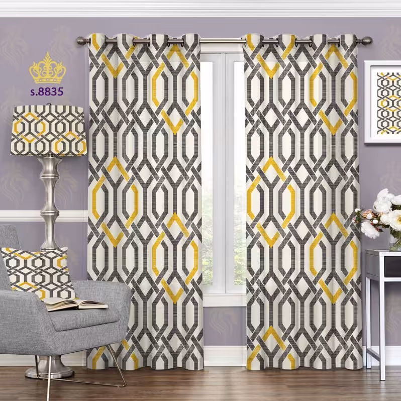 دو قواره طرح مدرن کد 8835 پرده پذیرایی جدید تصویری پانچ آماده