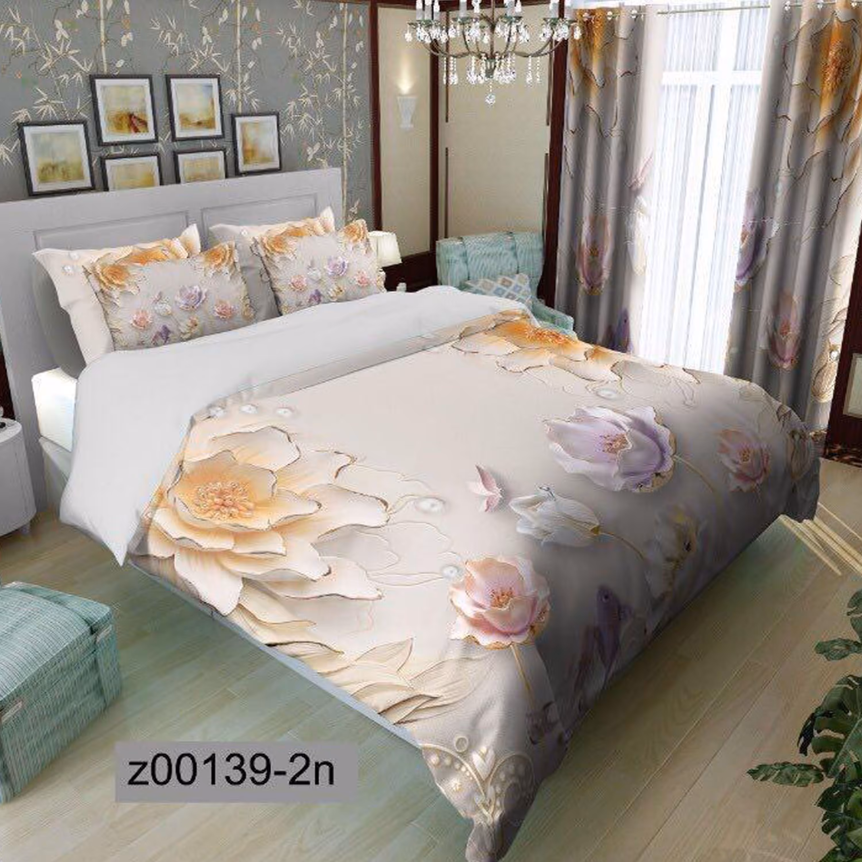 سرویس روتختی 2 نفره تنسل چاپی برندترک لند(Turk Land) z 139