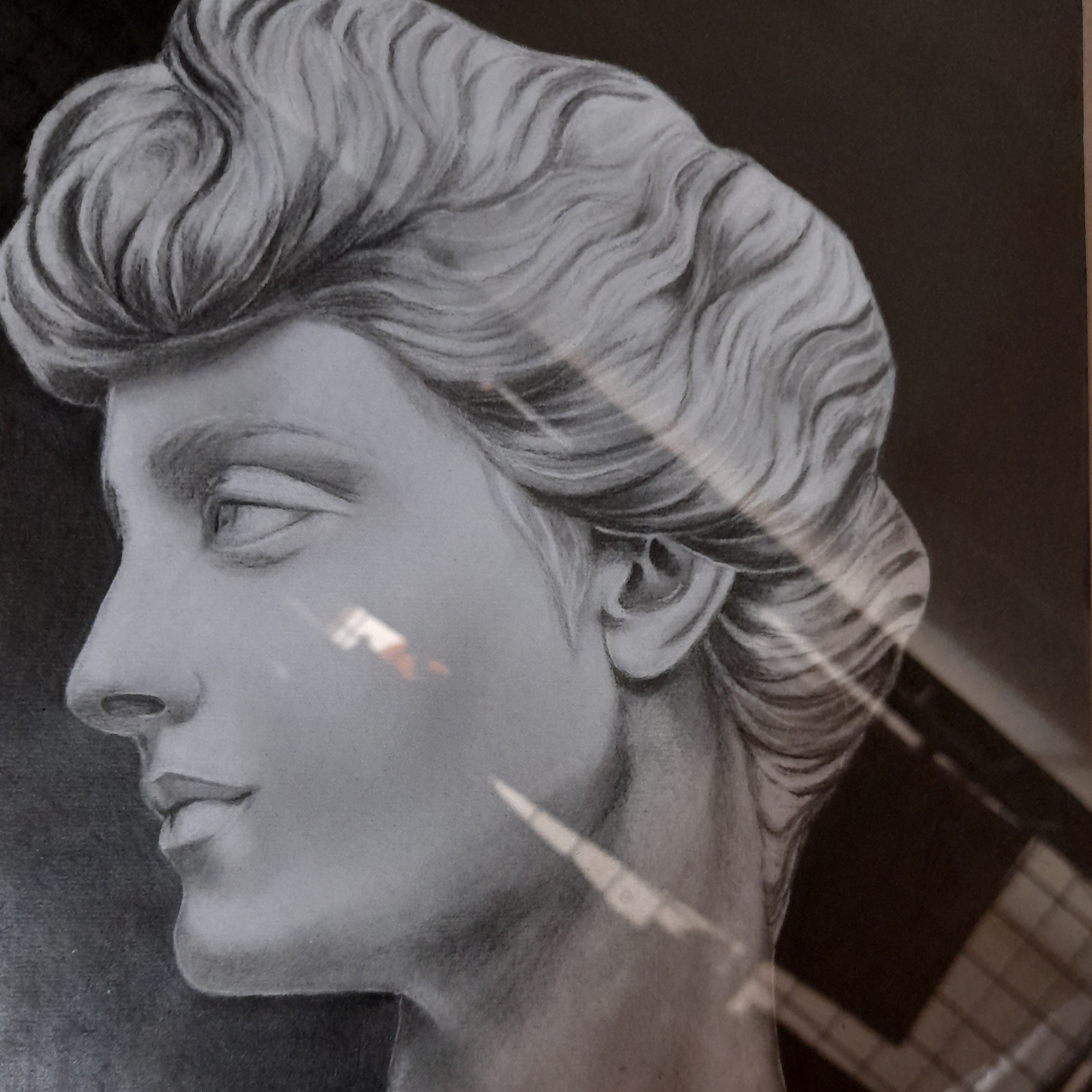 تابلو سیاه قلم طرح مجسمه داوود