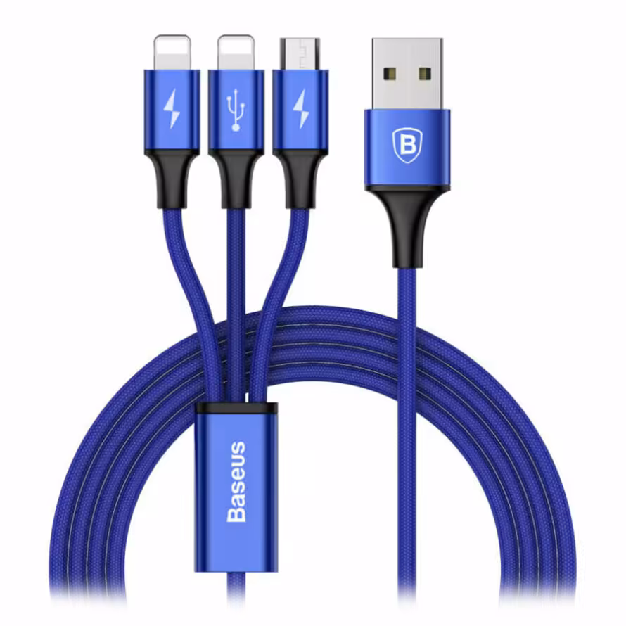 کابل تبدیل 1.2 متری USB به Lightning - Micro USB بیسوس CAML-SU13