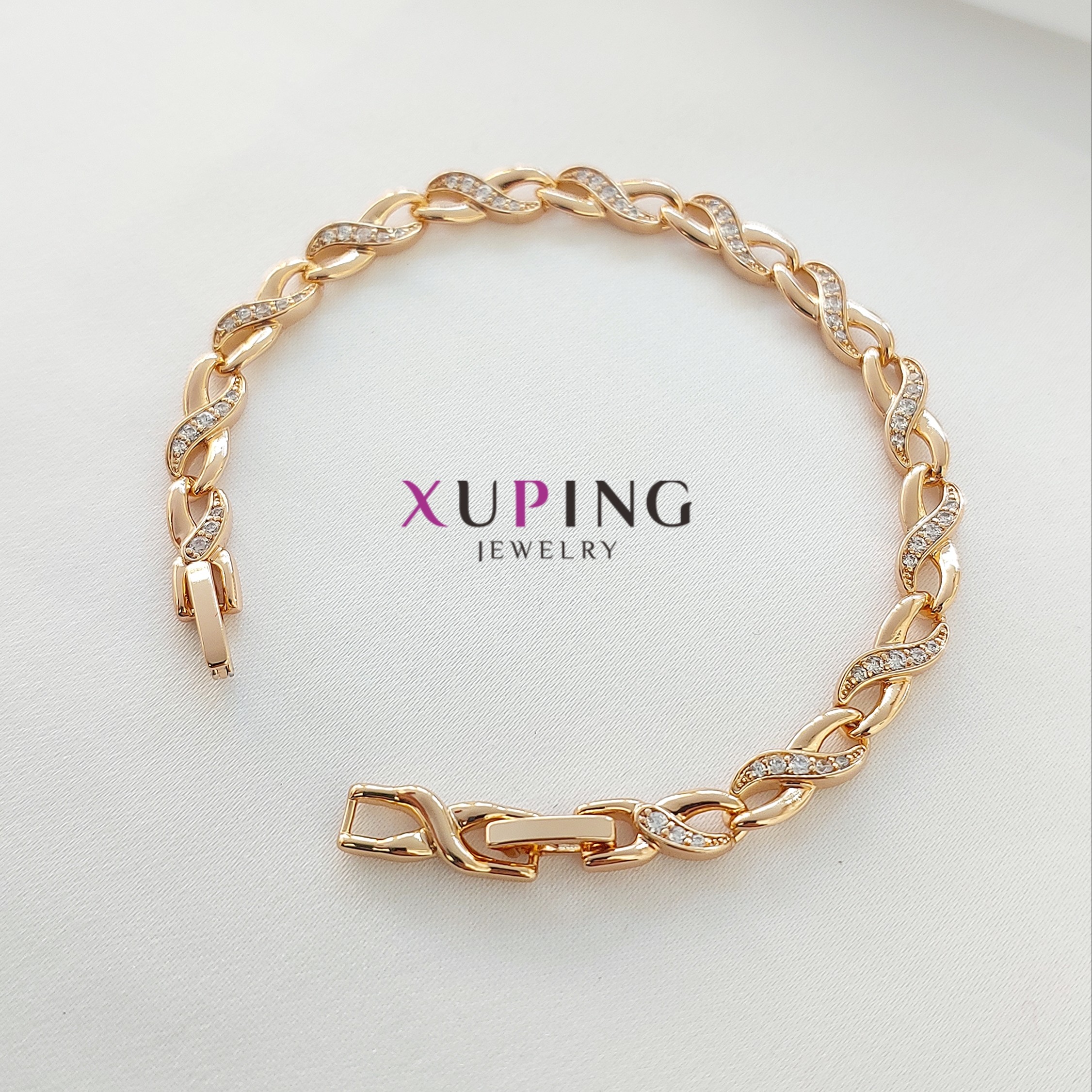 دستبند ژوپینگ طرح بی نهایت نگین دار با ثبات رنگ عالی  و ضدحساسیت 