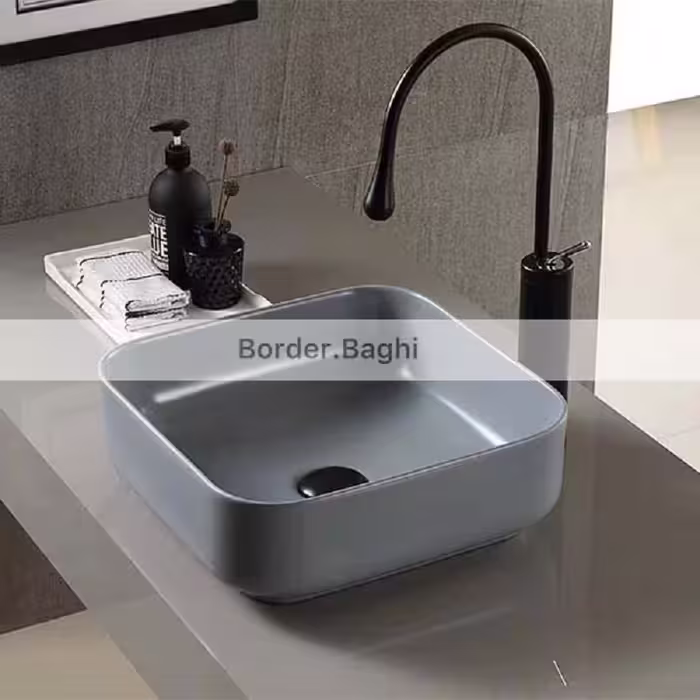 کاسه روشویی مدل طوسی مات مربع