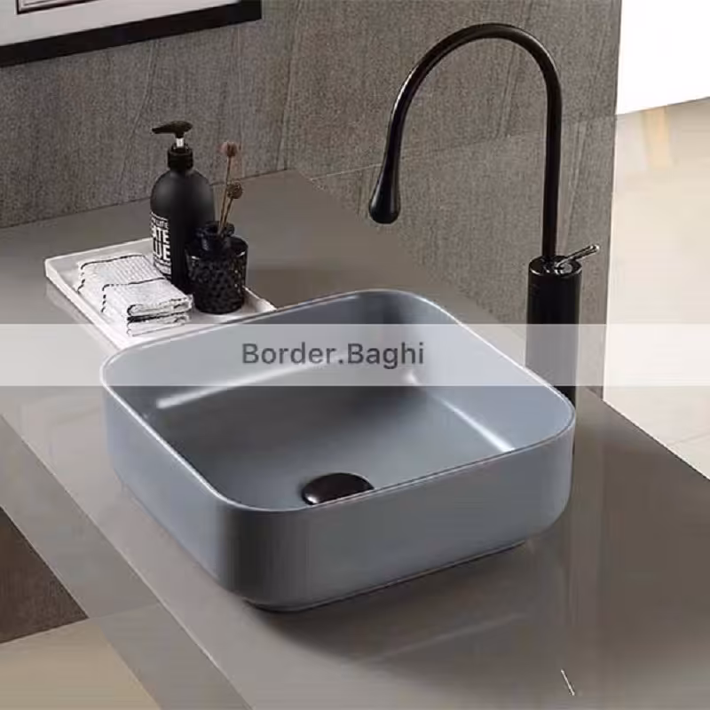 کاسه روشویی مدل طوسی مات مربع