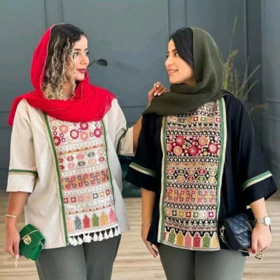 مانتو اسپرت زنانه نخی ژاکاردلمه مدل سوزندوزی مرجان