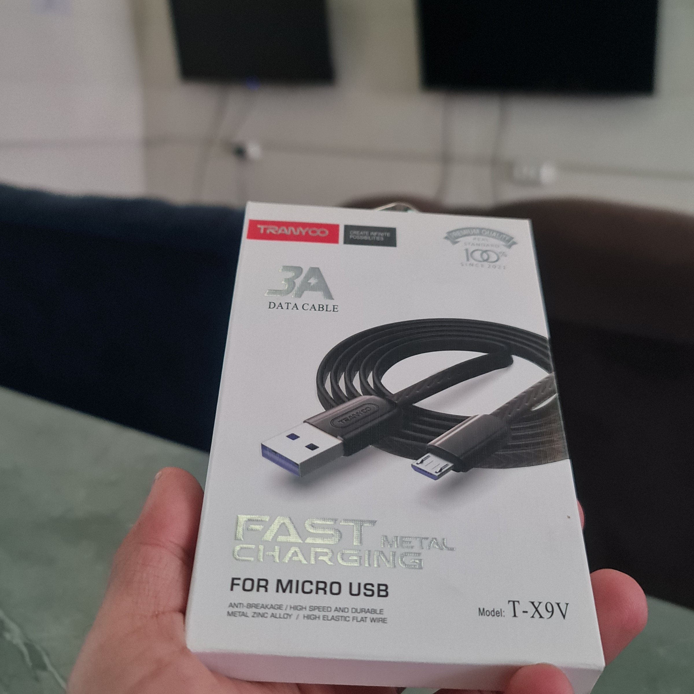 کابل شارژ میکرو ترانیو  مدل TX.9V سه آمپر .طول یک متر