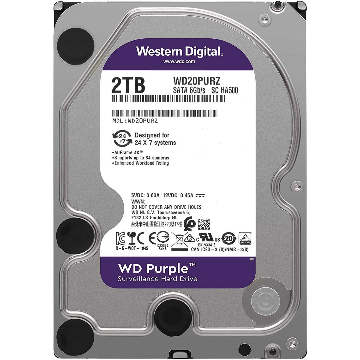 هارددیسک اینترنال وسترن بنفش دیجیتال مدل Purple WD22PURZ ظرفیت 2 ترابایت