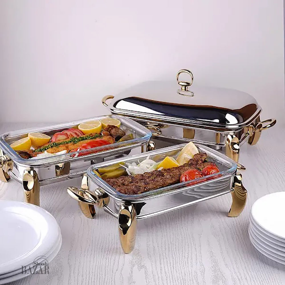 سوفله خوری مستطیل بزرگ پافیلی طلایی ام جی اس کد 3101G