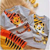 تیشرت شلوارک  پنبه نخ کیفیت عالی اسپرت ببری از 2 سال تا 8سال