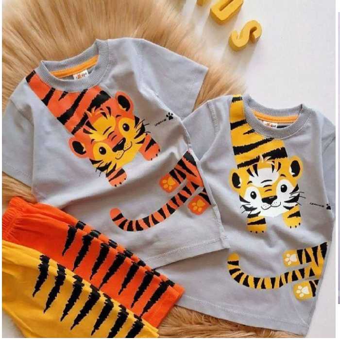 تیشرت شلوارک  پنبه نخ کیفیت عالی اسپرت ببری از 2 سال تا 8سال