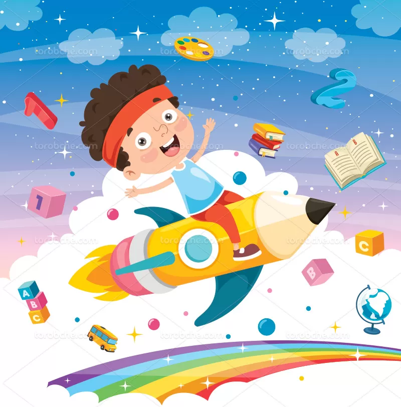 وکتور مهد کودک رنگی با کیفیت بالا | گرافیک با طعم تربچه