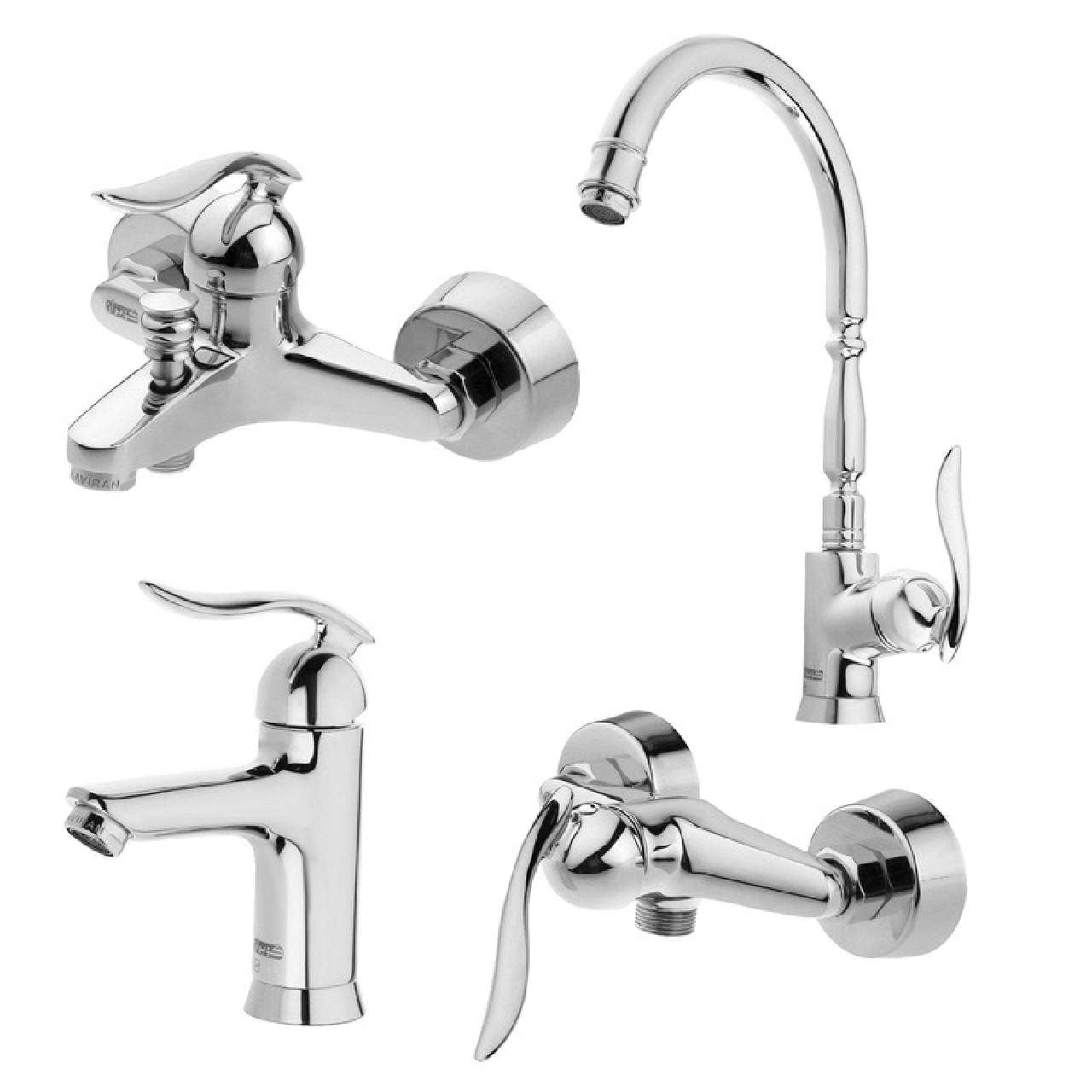 ست شیرآلات کویران آذر مدل مادرید کد 02 مجموعه 4 عددی