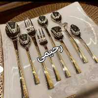 سرویس قاشق و چنگال یونیک 24 نفره 120 پارچه نیمه طلایی دهانه اروپایی