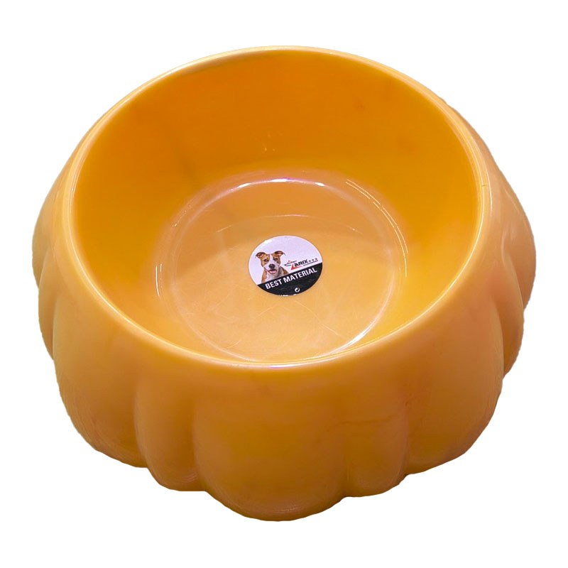 ظرف غذا سگ زرد طرح گل سایز L با عمق 6cm