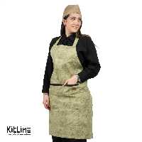 پیشبند کتان داک سبز ابرو بادی جیب لبه چرم سارا فرم