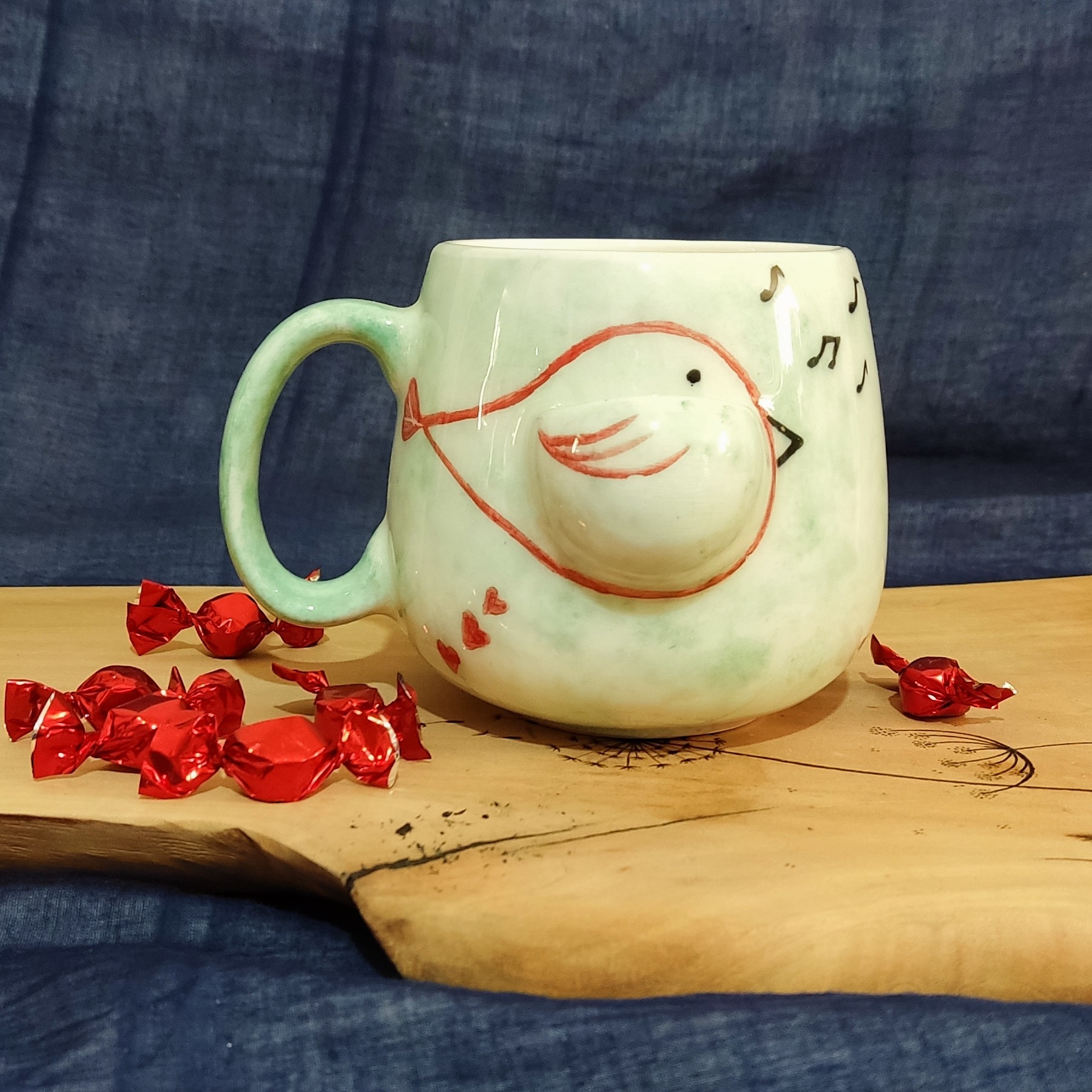 ماگ سرامیکی  جیبدار طرح پرنده