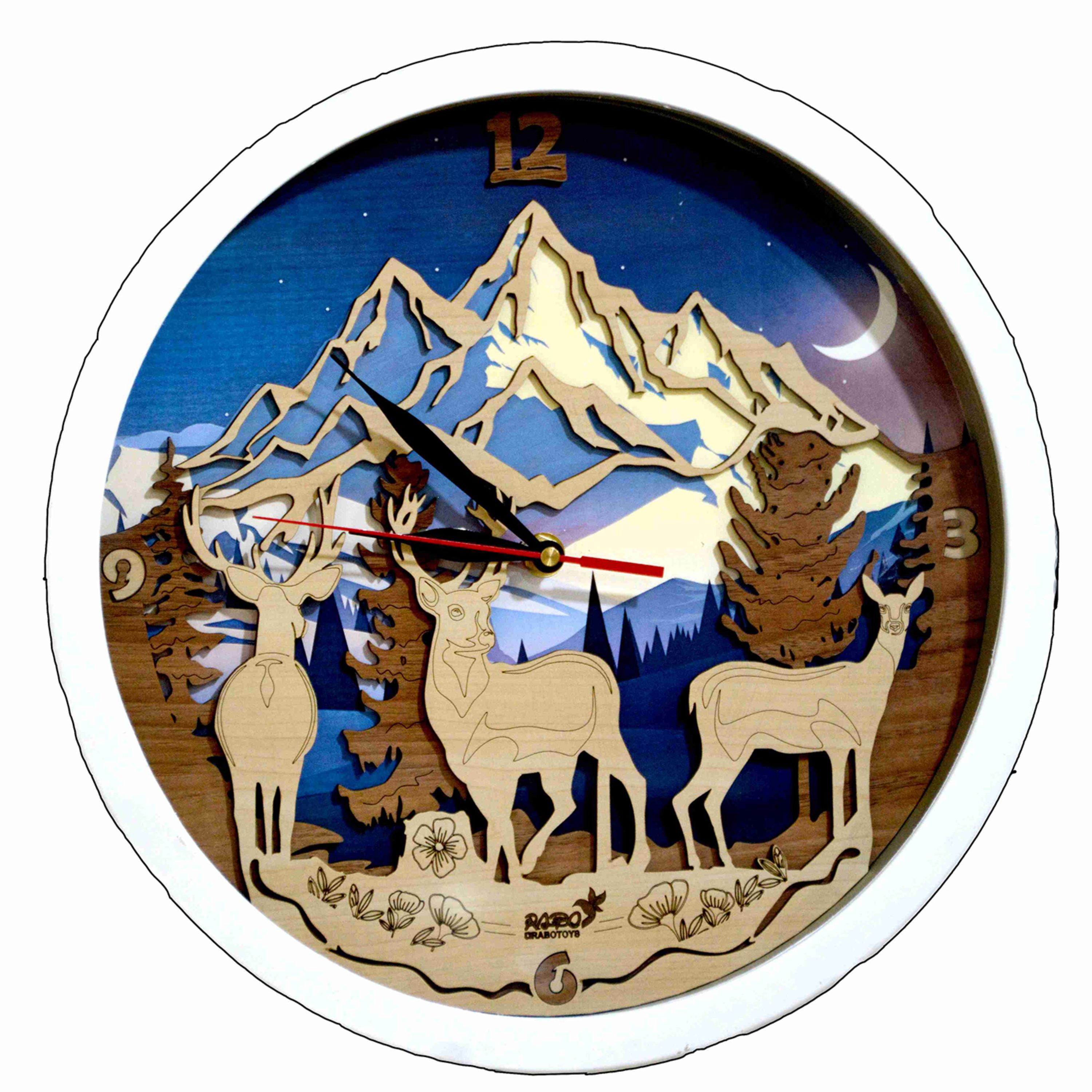 ساعت دیواری فانتزی مدل گوزن سفید