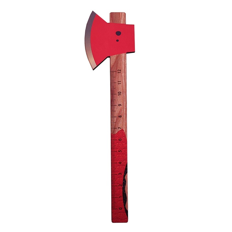 خط کش چوبی 12 سانتی متری طرح تبر چند رنگ