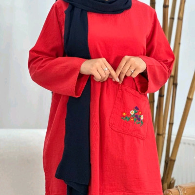 تونیک الیاف جیب گلدوزی