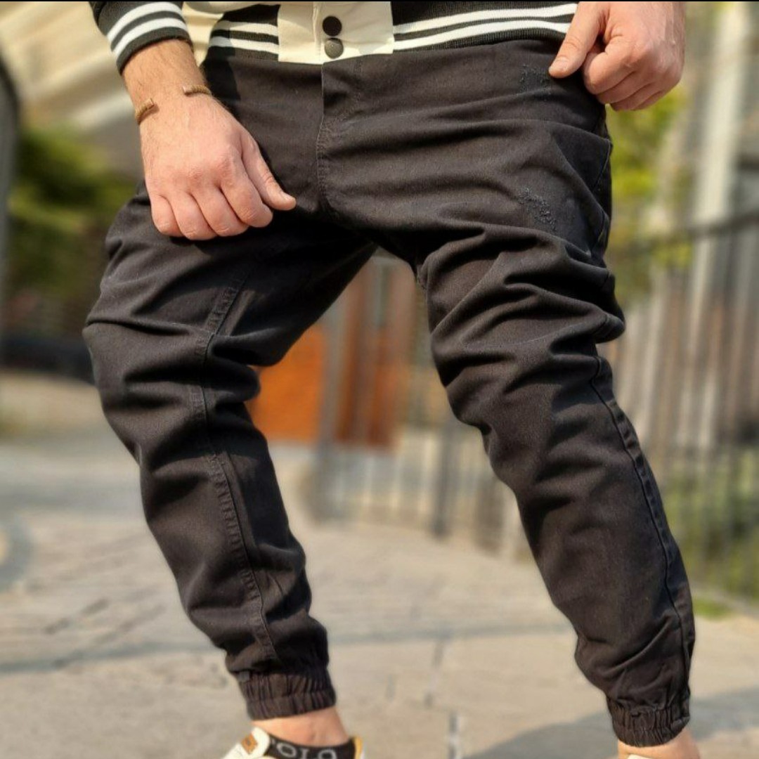 شلوار  اسلش پسرانه دمپا و کمر کش در 4 سایز  مدیوم و لارج و ایکس و 2 ایکس در یه رنگ مشکی قد کار 100 